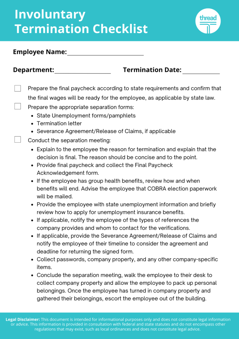 Involuntary Termination Checklist - Thread HCM