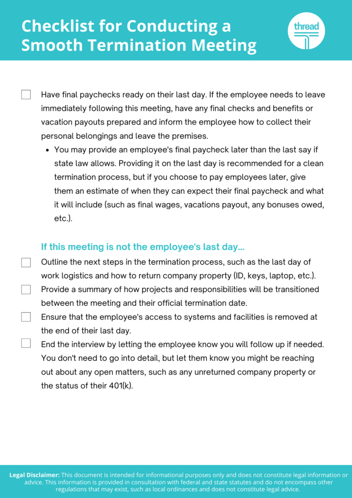 Checklist for Conducting a Smooth Termination Meeting 